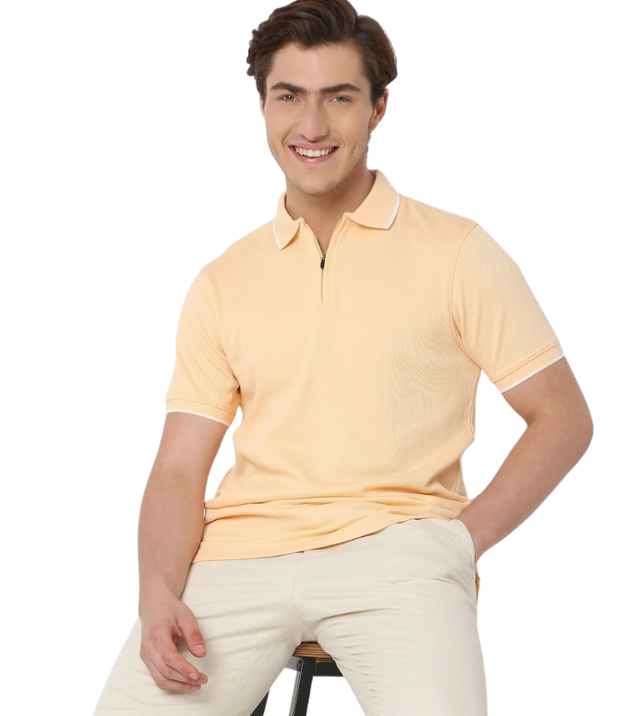 Sunshine Yellow Zip Polo T-Shirt