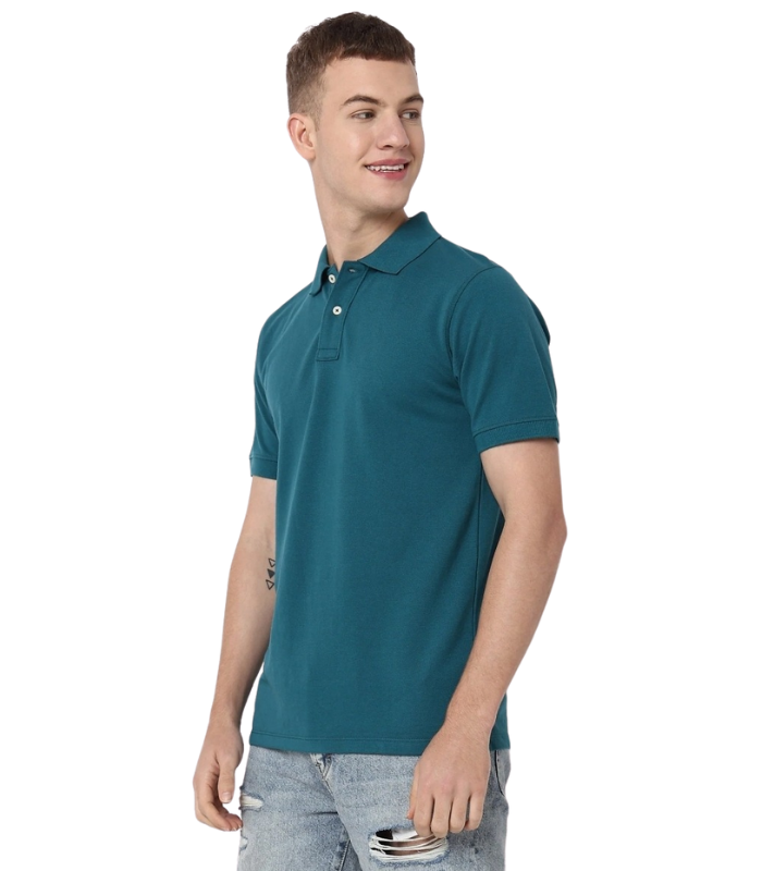 Olive Green Military-Inspired Polo T-Shirt